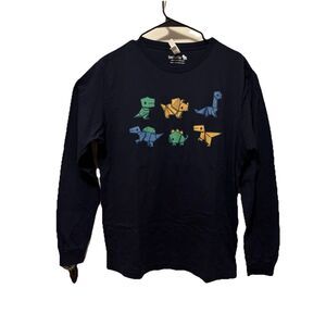 TeeTurtle Long Sleeve Cotton Origami Dinosaur Graphic Tee Size L